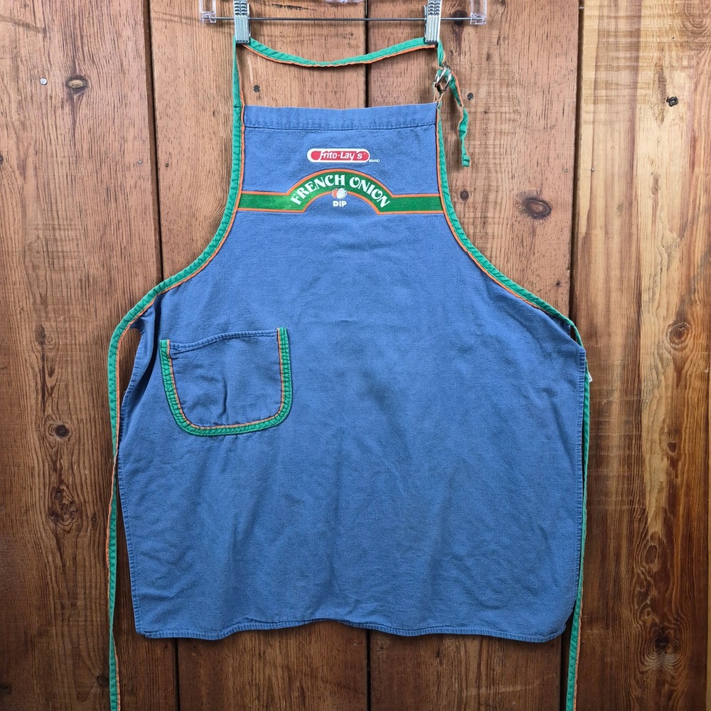 Vintage Frito-Lay French Onion Dip Apron Blue Cotton Made in USA Promo Graphic